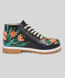 Mujer Mumka Shoes | Flores Rojas En Botines Negros